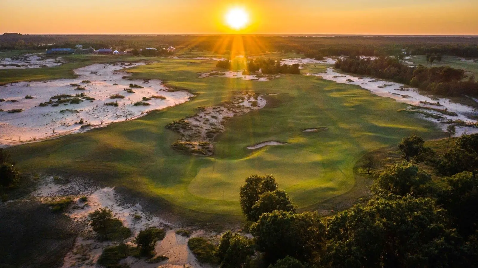 Sand Valley Golf Resort fairway at dusk in Nekoosa, Wisconsin — vacation rentals nearby