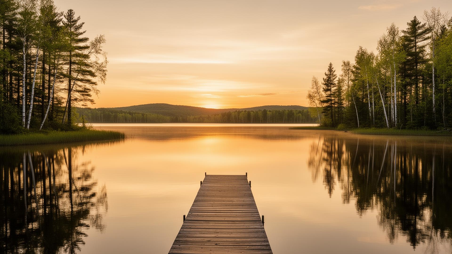 Lake at sunset in Rome, Wisconsin near Sand Valley vacation rentals
